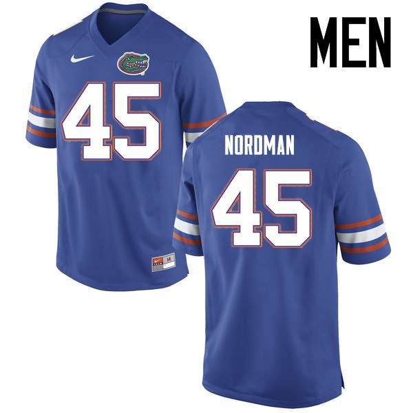 Men's NCAA Florida Gators Charles Nordman #45 Stitched Authentic Nike Blue College Football Jersey RSV2365PJ